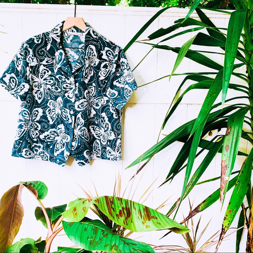 vintage vsco y2k butterfly crop button up popover - Picture 9 of 9